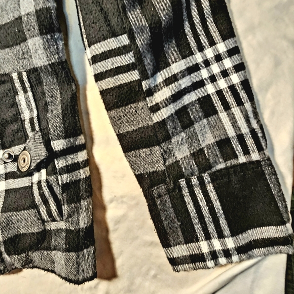 JOU JOU black white plaid 6 button closure pea coat jacket - Picture 11 of 14